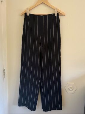 Talbots Silk Wide-Leg Pinstripe Pants
